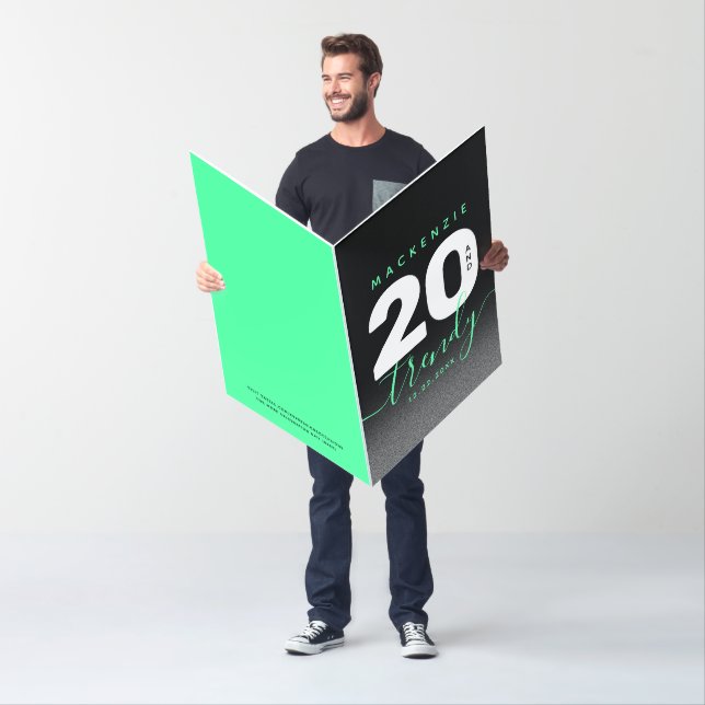 Modern Girly Mint Green 20 and Trendy Card (In Situ)