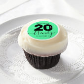 Modern Girly Mint Green 20 and Trendy Edible Frosting Rounds (Cupcake)