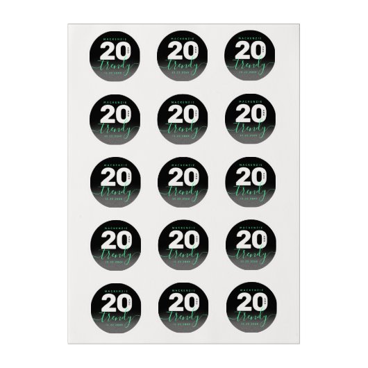 Modern Girly Mint Green 20 and Trendy Edible Frosting Rounds (Sheet)