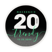 Modern Girly Mint Green 20 and Trendy Edible Frosting Rounds (Front)