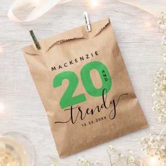 Modern Girly Mint Green 20 and Trendy Favor Bag