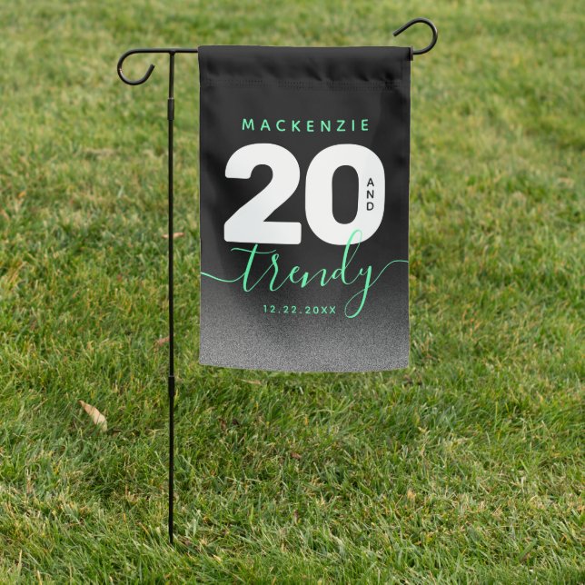 Modern Girly Mint Green 20 and Trendy Garden Flag (In SItu)