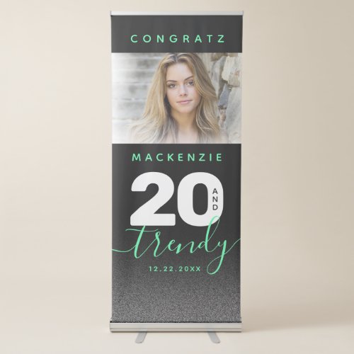 Modern Girly Mint Green 20 and Trendy Retractable Banner