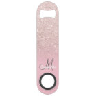 Modern girly monogram candy pink glitter ombre