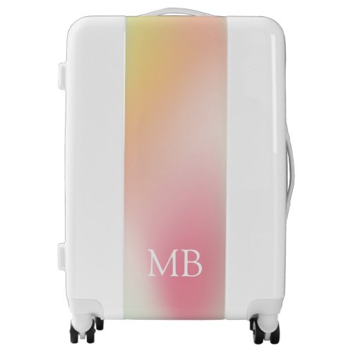 Modern Girly Monogram Pastel Pink Mint Gradient Luggage