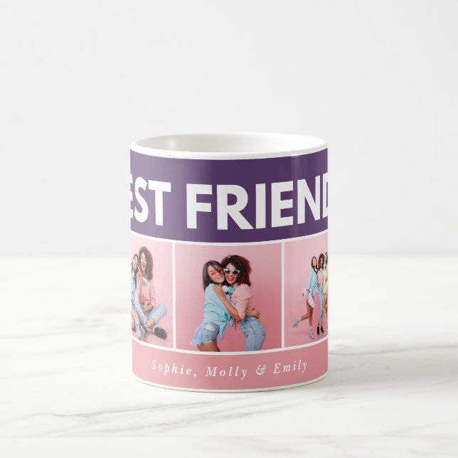 Modern girly multi photo script trendy bestfriends coffee mug (Center)