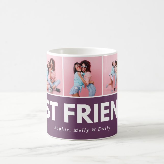 Modern girly multi photo script trendy bestfriends coffee mug (Center)