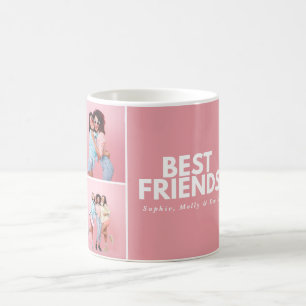 Modern girly multi photo script trendy bestfriends coffee mug
