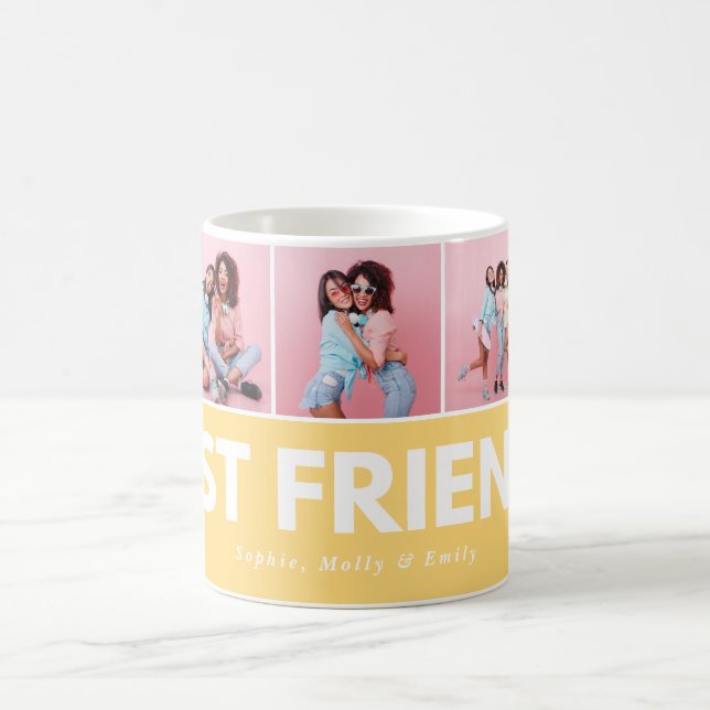 Modern girly multi photo script trendy bestfriends coffee mug (Center)