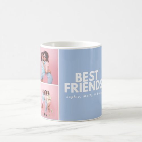 Modern girly multi photo script trendy bestfriends coffee mug