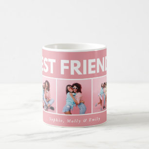 Modern girly multi photo script trendy bestfriends coffee mug