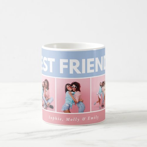 Modern girly multi photo script trendy bestfriends coffee mug