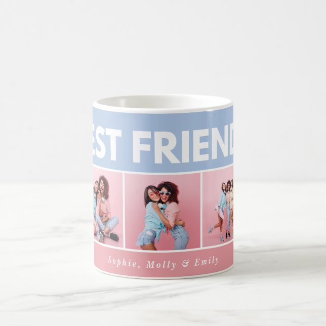 Modern girly multi photo script trendy bestfriends coffee mug (Center)