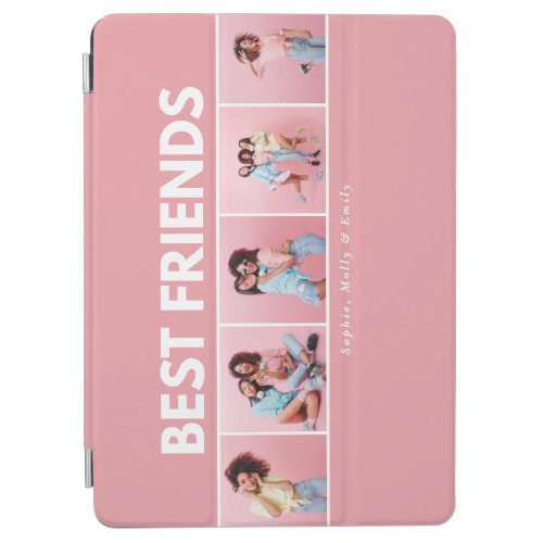 Modern girly multi photo script trendy bestfriends iPad air cover