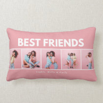 Modern girly multi photo script trendy bestfriends lumbar pillow