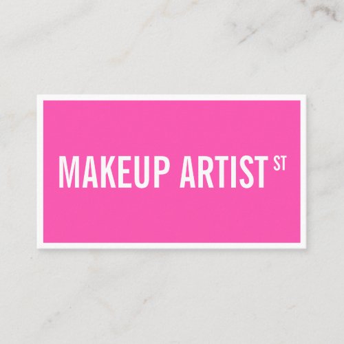 Modern girly neon pink street sign makeup artist business card