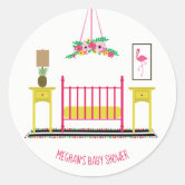 Pink Girly Baby Girl Calligraphy Baptism Classic Round Sticker