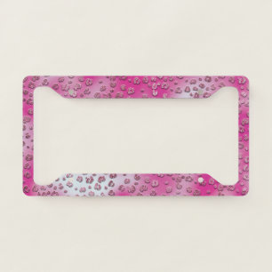 Modern Girly Ombre Pink Glitter Leopard  License Plate Frame
