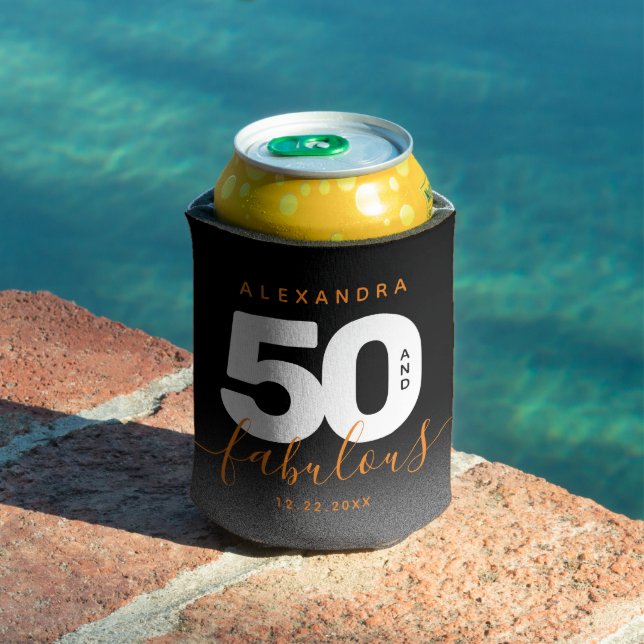 Modern Girly Orange 50 and Fabulous Can Cooler (In Situ Pool)