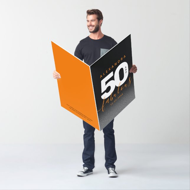 Modern Girly Orange 50 and Fabulous Card (In Situ)