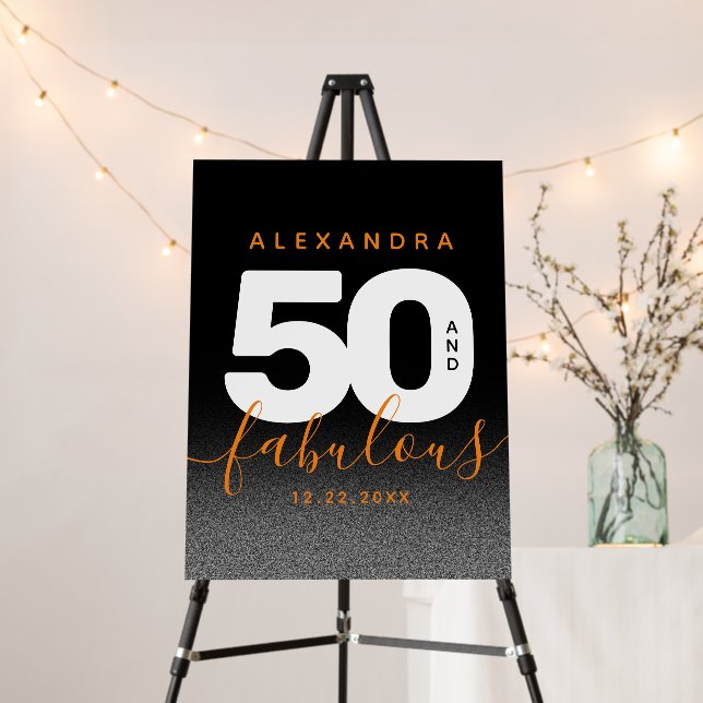 Modern Girly Orange 50 and Fabulous Foam Board (In Situ (Stand))