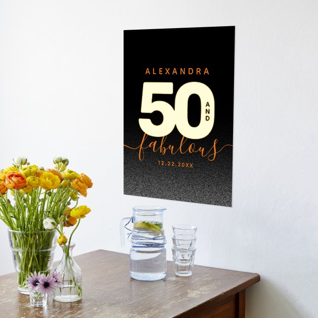 Modern Girly Orange 50 and Fabulous Foil Prints (Laydown (Kitchen))
