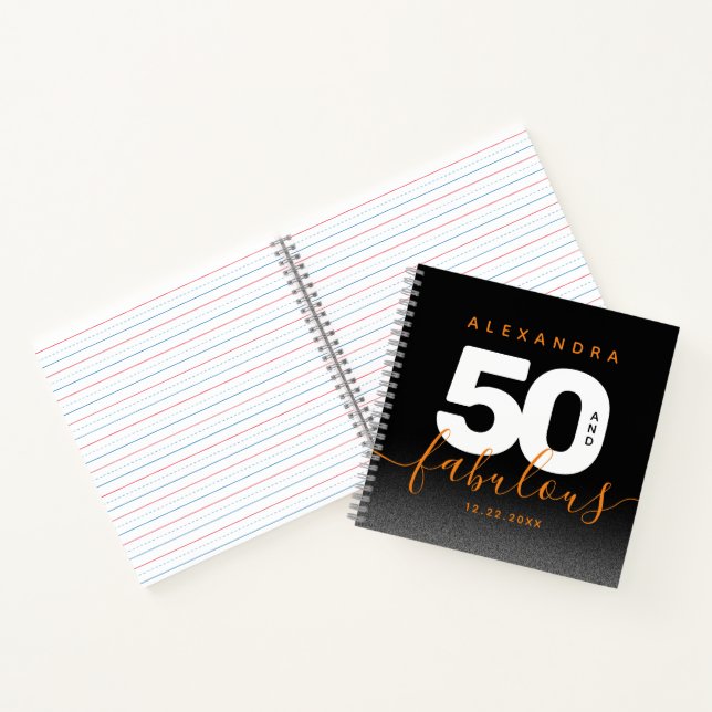 Modern Girly Orange 50 and Fabulous Notebook (Inside)