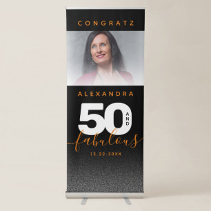 Modern Girly Orange 50 and Fabulous Retractable Banner