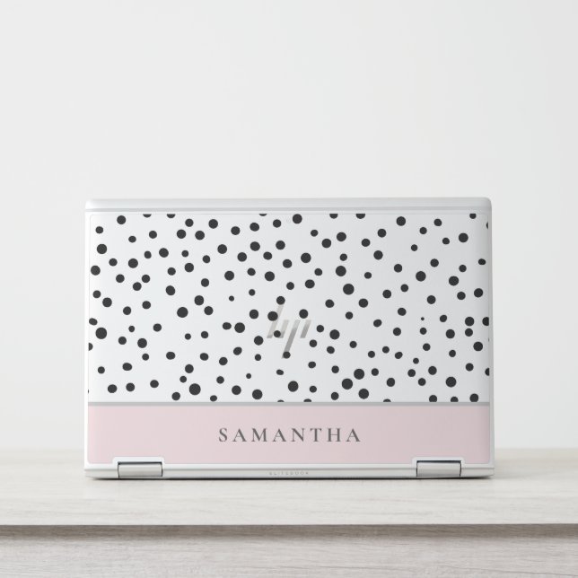 Modern Girly Pastel Pink With Personalized Name HP Laptop Skin (Front)