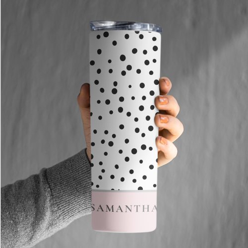 Modern Girly Pastel Pink With Personalized Name Thermal Tumbler