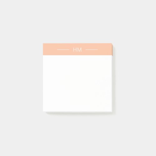 Modern Girly Peach Pink Monogram Initials Post_it Notes