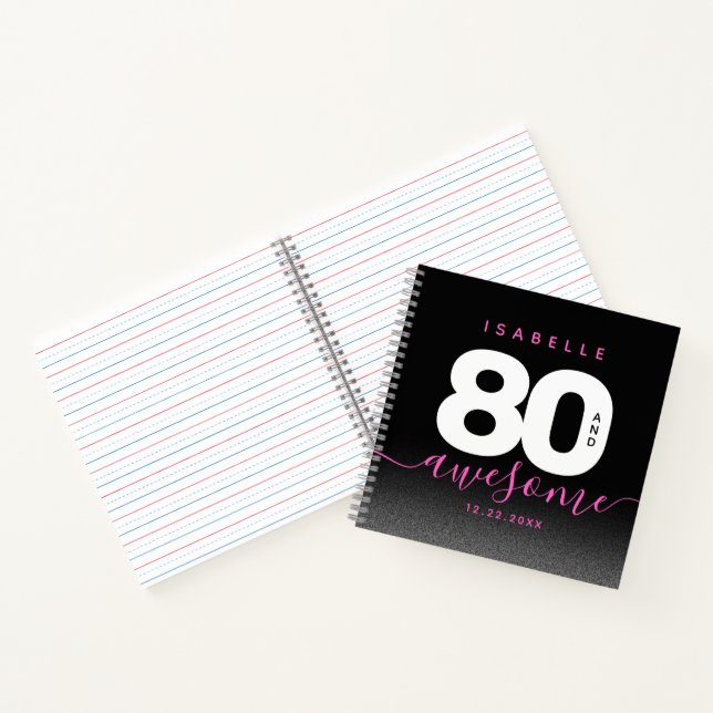 Modern Girly Pink 80 and Awesome Notebook (Inside)