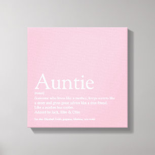Modern Girly Pink Aunt Auntie Definition Canvas Print