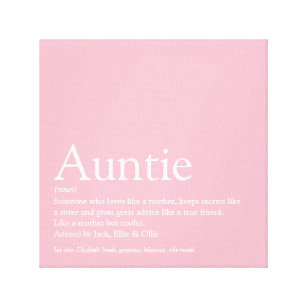Modern Girly Pink Aunt Auntie Definition Canvas Print