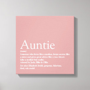 Modern Girly Pink Aunt Auntie Definition Canvas Print