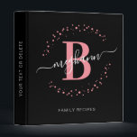 Modern Girly Pink Black Name Monogram Recipe 3 Ring Binder<br><div class="desc">Girly, modern, elegant, trendy, pink and black, white monogram initial name script custom personalized monogrammed family recipe 3 ring binder. Featuring a monogram initial and a girly name script in a hand lettered calligraphy swash tail font and dotted circle frame around your monogram. Perfect feminine gift for girls, sister, mother,...</div>