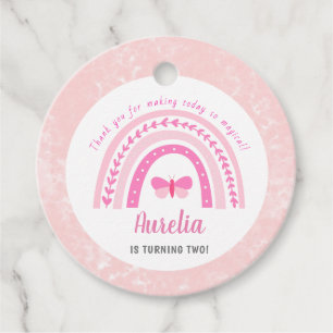 Modern Girly Pink Boho Rainbow Birthday Thank You Favor Tags