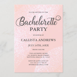 Modern Girly Pink Glitter Geometric Bachelorette Invitation