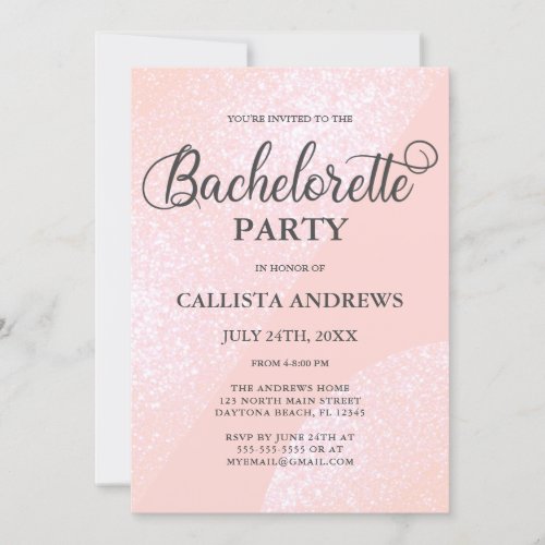 Modern Girly Pink Glitter Geometric Bachelorette Invitation