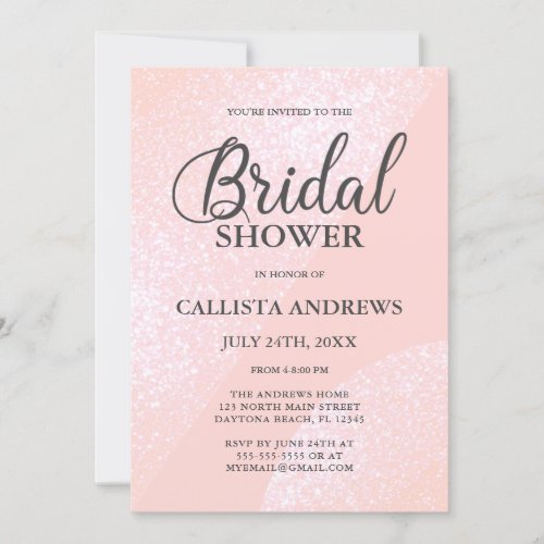 Modern Girly Pink Glitter Geometric Bridal Shower Invitation