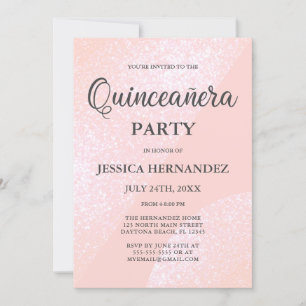 Modern Girly Pink Glitter Geometric Quinceañera Invitation