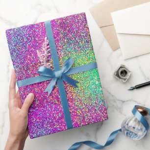 Modern Girly Pink Ombre Gradient Shimmer Glitter Wrapping Paper