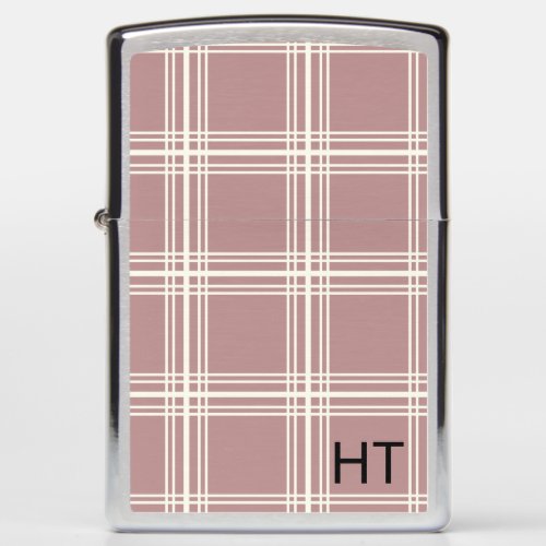 Modern Girly Pink Plaid Monogram Initials Zippo Lighter