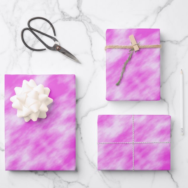 Modern girly pink white abstract tie dye wrapping paper sheets (Front)