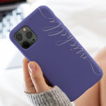 Modern girly purple blue elegant name script iPhone 13 pro max case<br><div class="desc">Modern girly chic simple purple blue periwinkle color of the year elegant name script with cursive swirls.</div>
