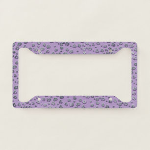 Modern Girly Purple Glitter Leopard License Plate Frame