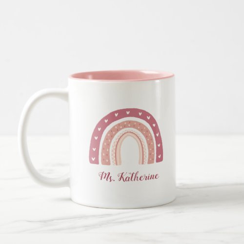 Modern Girly Rainbow Boho Pastel Pink  Two_Tone Coffee Mug