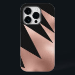 Modern Girly Rose Gold Black Geometric Case-Mate iPhone 14 Pro Case<br><div class="desc">This modern and chic pattern is perfect for the trendy and stylish woman. It features a faux printed rose gold foil and black geometric triangle zigzag color blocks. It's an elegant, pretty, and fashionable design! ***IMPORTANT DESIGN NOTE: For any custom design request such as matching product requests, color changes, placement...</div>