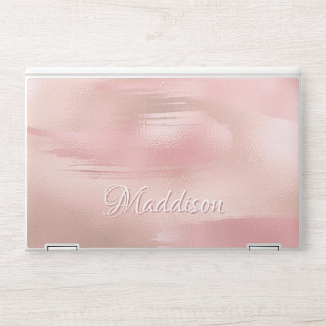 Modern Girly Rose Gold Blush Foil Shimmer HP Laptop Skin (Front)