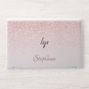 Modern Girly Rose Gold Glitter Blush Ombre HP Laptop Skin